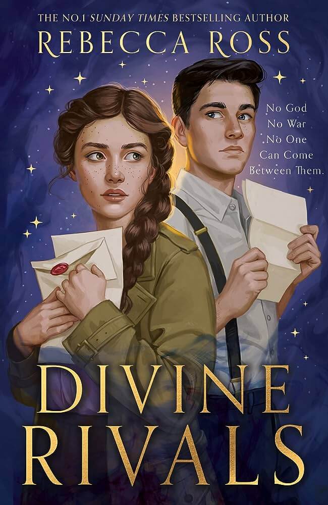 Divine Rivals book cover – fantasy romance with rivals-to-lovers and typewriter letters