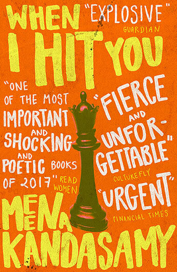 When I Hit You book cover showing minimalist red tones, exploring domestic violence, creativity, and survival.